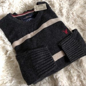 CLOSET CLEAR OUT  AE striped gray Crewneck Sweater